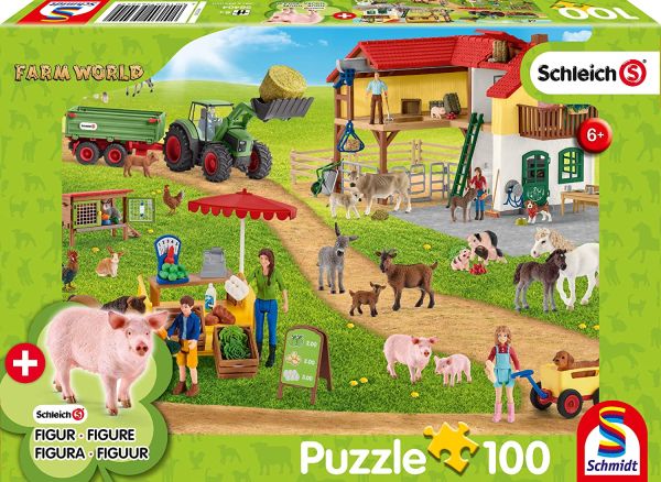 SCM56404 - Puzzle 100 Pièces SHCLEICH Ferme et magasin avec figurine - 1