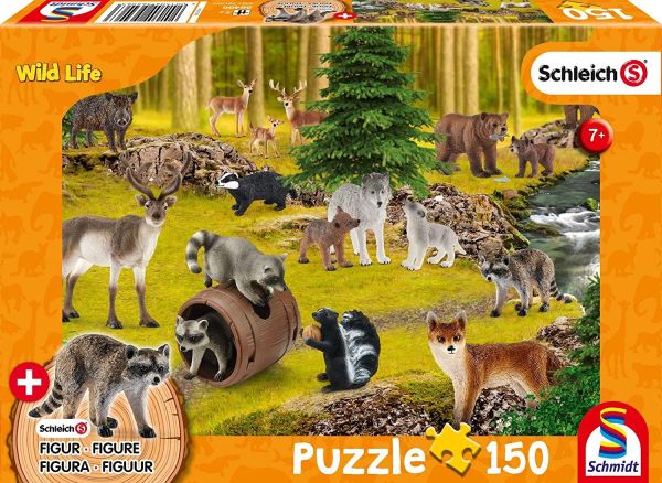 SCM56406 - Puzzle 150 Pièces Les animaux sauvages SCHLEICH avec figurine - 1