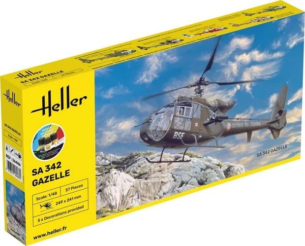 HEL56486 - Kit de démarrage avec peinture et accessoires - Hélicoptère GAZELLE SA 342 à assembler - 1