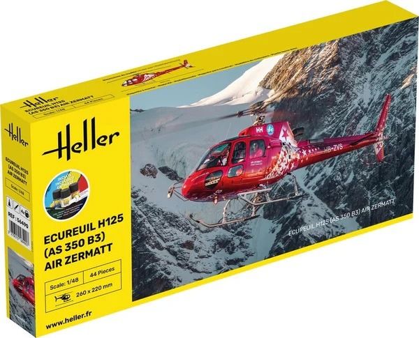 HEL56490 - Kit de démarrage avec peinture et accessoires - Hélicoptère ECUREUIL H125 - AS 350 B3 - AIR ZERMATT à assembler - 1