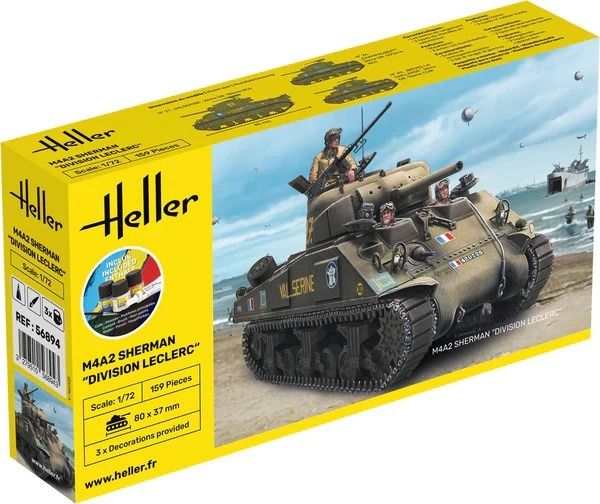HEL56894 - Kit de démarrage avec peinture et accessoires - Char M4A2 SHERMAN - Division Leclerc - 1