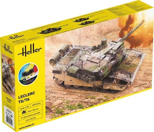 HEL57142 - Kit de démarrage avec peinture et accessoire -  Char LECLERC T5/T6 - 1