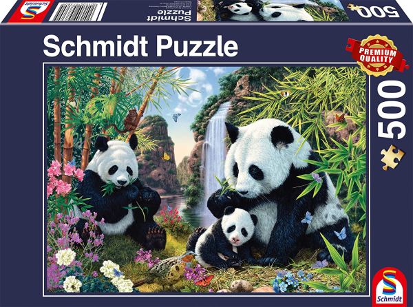 SCM57380 - Puzzle 500 Pièces La famille de panda à la cascade - 1