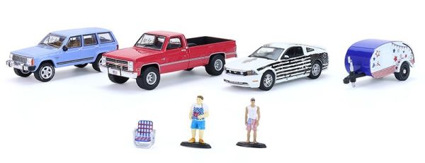 GREEN58058 - Diorama Le Barbecue avec 3 voitures remorque et accessoires - 1