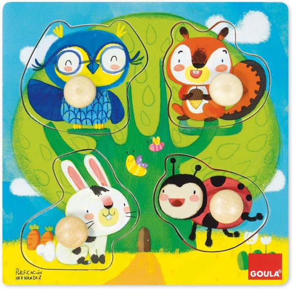 GOA53462 - Puzzle en bois 4 Pièces Les animaux de la forêt - 1