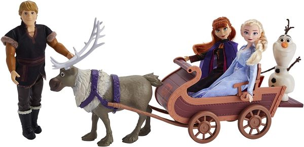HASE5517 - Coffret poupées La reine des Neiges 2 – Elsa  Anna  kristoff  Olaf  Sven et son traineau - 1