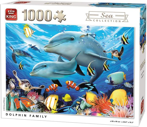 KING55845 - Puzzle 1000 Pièces Familles de dauphin - 1