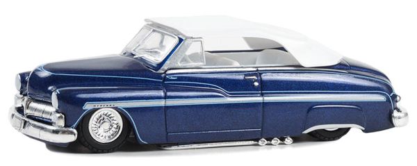 GREEN63050-B - MERCURY Eight Chopped Top convertible 1950 Bleu et blanc de la série CALIFORNIA LOWRIDERS sous blister - 1