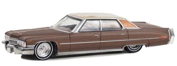 GREEN63050-E - Cadillac Sedan deville 1973 Marron de la série CALIFORNIA LOWRIDERS sous blister - 1