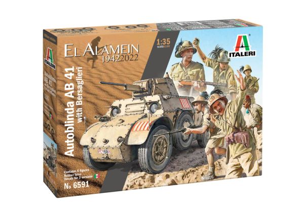 ITA6591 - Char Autoblinda AB 41 avec Bersaglieri El Alamein à assembler et à peindre - 1