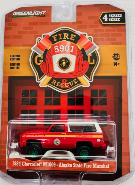 GREEN67050-DVERT - CHEVROLET M1009 1984 Pompiers d'Alaska avec jantes vertes de la série FIRE & RESCUE sous blister - 1