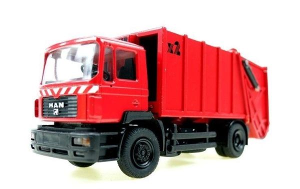 CON6139/02 - Benne à ordures HELLER sur porteur MAN rouge - 1