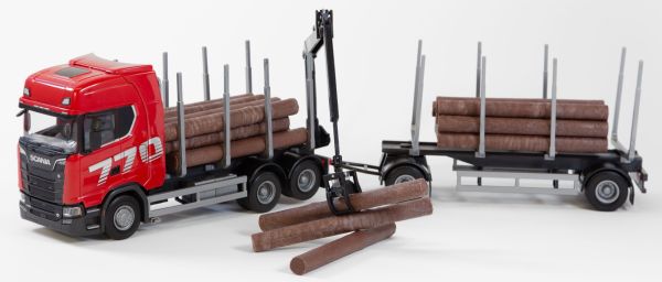 EMEK70775 - SCANIA 770 6x4 porteur avec remorque 1+1 Essieux transport de bois - 1