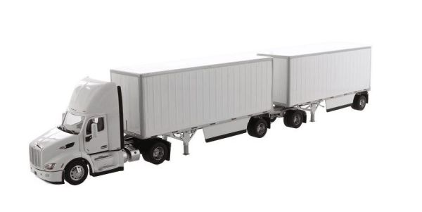 DCM71099 - PETERBILT 579 4x2 avec porte container + Remorque et container 28 pieds Blanc - 1