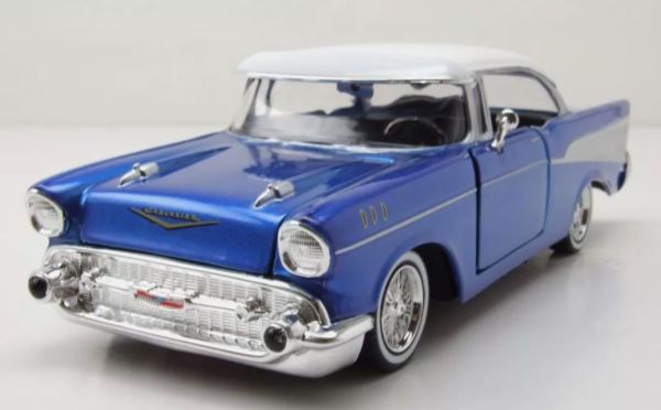 MMX79030BLEU - CHEVROLET BelAir 1957 coupé Bleu avec toit blanc - 1