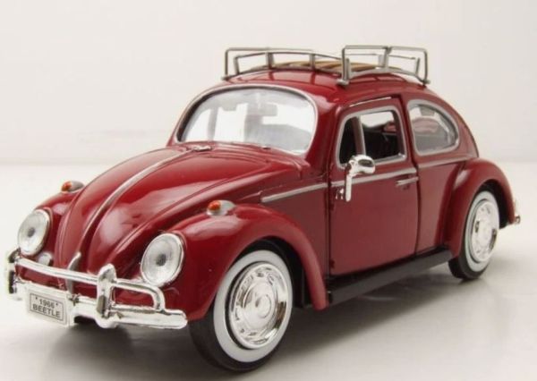 MMX79559BORDEAUX - VOLKSWAGEN Beetle avec barre de toit 1966 bordeaux - 1