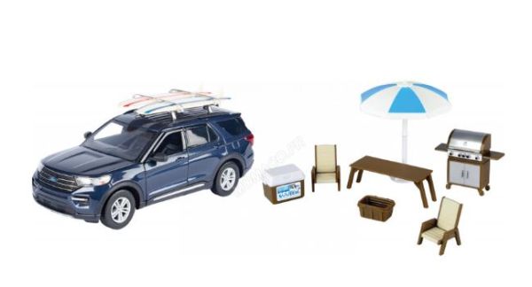 MMAX79724 - FORD Explorer XLT 2022 bleu avec accessoires de camping - 1