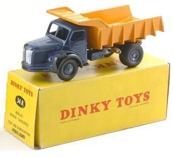 DIN34A - BERLIET 4x2 porteur Benne Bleu et jaune – Édition ATLAS - 1