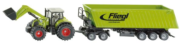 SIK1949 - CLAAS AXION avec chargeur et remorque FLIEGL 3Essieux avec dolly 2 Essieux Ech:1/50 - 1