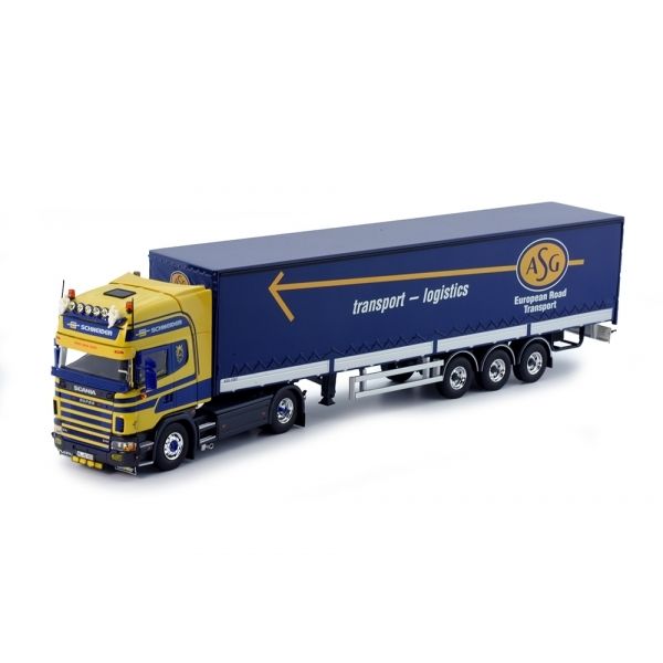 TEK77090 - SCANIA R164/480 Topline avec remorque bâchée 3 essieux SCHNEIDER - 1