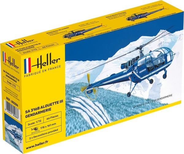 HEL80286 - Hélicoptère de Gendarmerie ALOUETTE III SA 316 à assembler et à peindre - 1