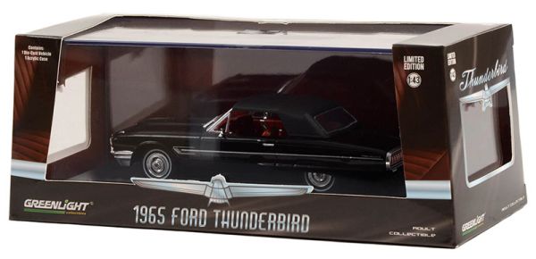 Voiture Miniature Ford Thunderbird Cabriolet 1965 Noir 1:43 Greenlight - Modèle Diecast Metal