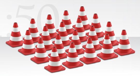 CON99823 - Lot de 20 cônes de balisage rouge et blanc - 1