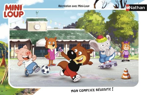 NAT86128 - Puzzle cadre 15 pièces Récréation avec Mini-Loup - 1