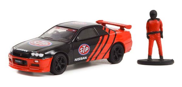 GREEN97130-E - NISSAN Skyline R34 1999 avec pilote de course de la série THE HOBBY SHOP sous blister - 1