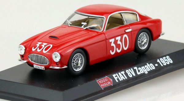 AKI0094 - FIAT 8V Zagato #330 rouge des 100 Miglia 1956 sous blister - 1