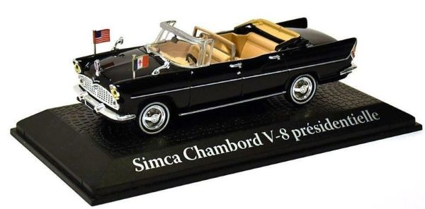 ATL2696607 - SIMCA Chambord V-8 présidentielle Kennedy / De Gaulle cabriolet ouvert 1961 noire - 1