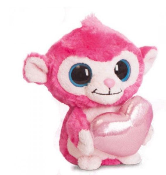 AUR73771 - Peluche Singe rose avec un cœur 13 cm - 1