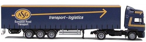 AWM70075 - MAN F2000 4x2 Avec remorque bachée bleu 3 Essieux 