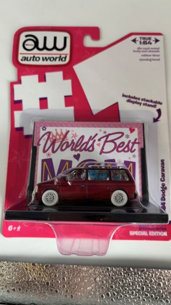 AMMAWAC017-B - DODGE Caravan 1984 Bordeaux WORLD'S BEST MOM sous blister - 1