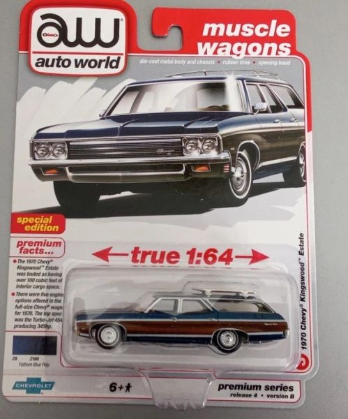 AWSP169/24B - CHEVROLET Kingswood Estate 1970 Bleu et marron sous blister - 1