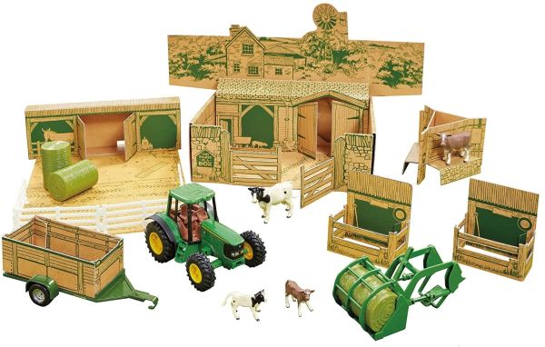 BRI43257 - Coffret  ma ferme avec tracteur JOHN DEERE accessoires et animaux box en carton à assembler - 1