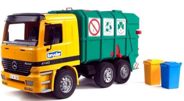 BRU1687B - MERCEDES BENZ Actros benne à ordure avec bacs - 1