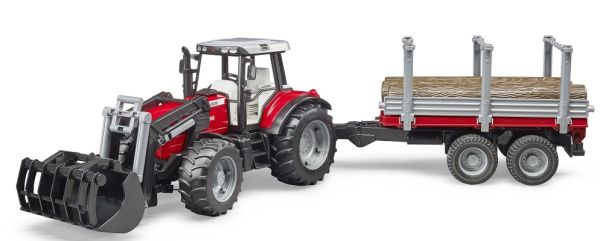 BRU2046 - MASSEY FERGUSON 7480 avec chargeur et remorque à Bois - 1