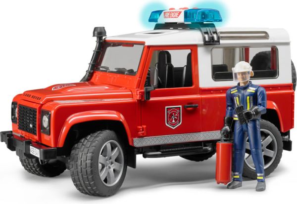 BRU2596 - LAND ROVER DEFENDER sons et lumières Pompiers avec personnages Ech:1/16 - 1