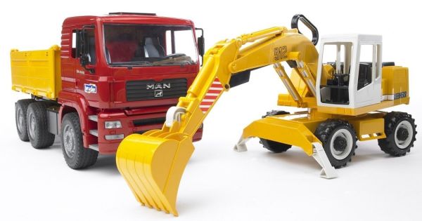 BRU2751 - Camion benne avec pelle LIEBHERR Ech:1/16 - 1