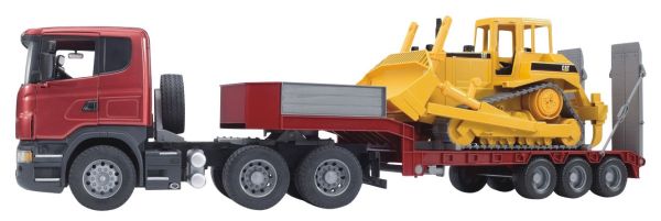 BRU3555 - SCANIA 6x4 avec porte engins 3 essieux et bull CATERPILLAR Ech:1/16 - 1