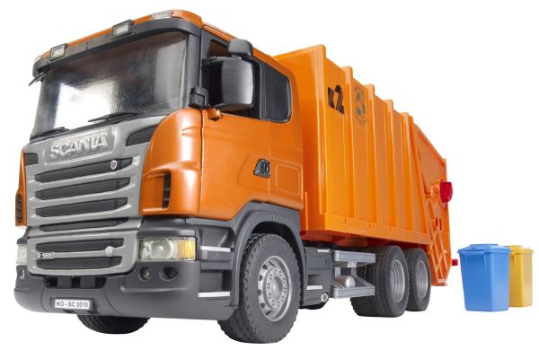 BRU3560 - SCANIA R 6x4 Camion de poubelle orange Ech:1/16 - 1