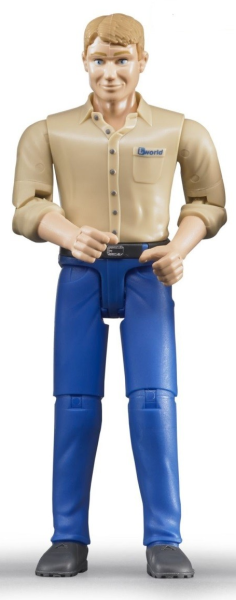 BRU60006 - Homme blond avec chemise beige et pantalon bleu - 1