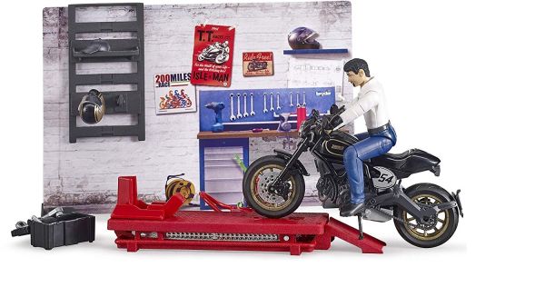 BRU62101 - Coffret Figurine mécanicien avec moto et accessoires - 1