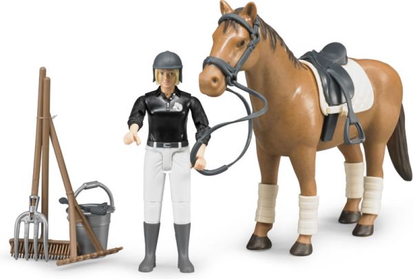 Kit d'équitation avec accessoires, personnage et cheval Ech:1/16 par BRUDER  BRU62505