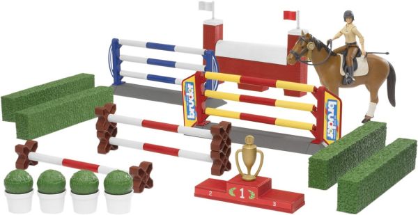 BRU62530 - Grand set parcours de saut d'obstacles avec un cheval et un personnage - 1