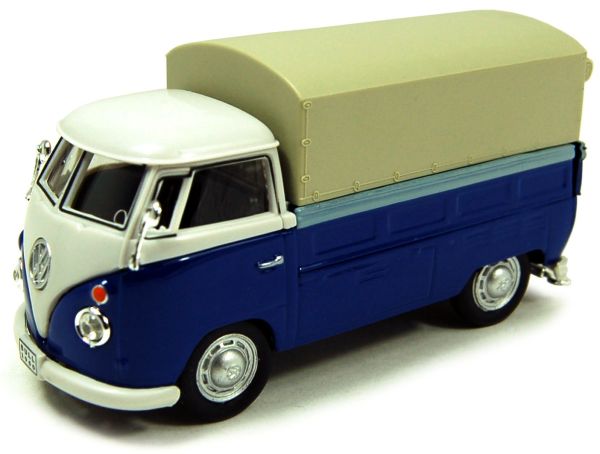 CAR251PND5 - VOLKSWAGEN T1 1959 pick-up bâché bleu et blanc - 1