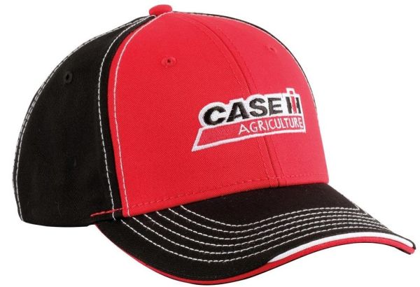 CAS350864 - Casquette CASE IH Agriculture rouge visière noire avec coutures blanches - 1