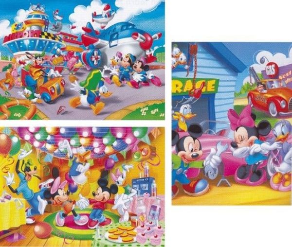 CLE22516 - Lot de 3 Puzzles de 9 , 12 et 18 Pièces MICKEY 27 x 18cm - 1