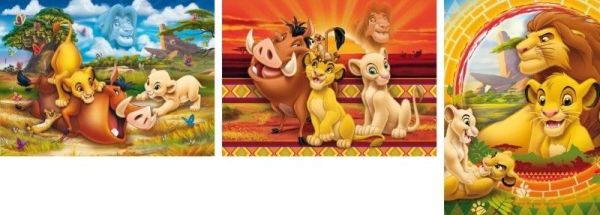 CLE22519 - Lot de 3 Puzzles de 9 , 12 et 18 Pièces LE ROI LION 26.8 x 18cm - 1